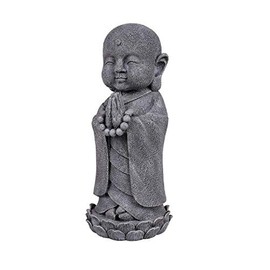 Pacific Giftware Eastern Enlightenment Large Jizo Monk on Lotus Resin Statue 20.75 Inches Tall