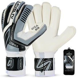 Levelty Adult Goalie Goalkeeper Gloves with Finger Protection Men Breathable Soccer Gloves Giga Palm Football Training and Match Gloves (Grey - 7)