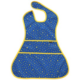 Plie Waterproof Coverall Bibs for Girl or Boy - 64 Colors, Baby and Toddler Bib 6-24 Months, Bib for Eating - Blue/Star