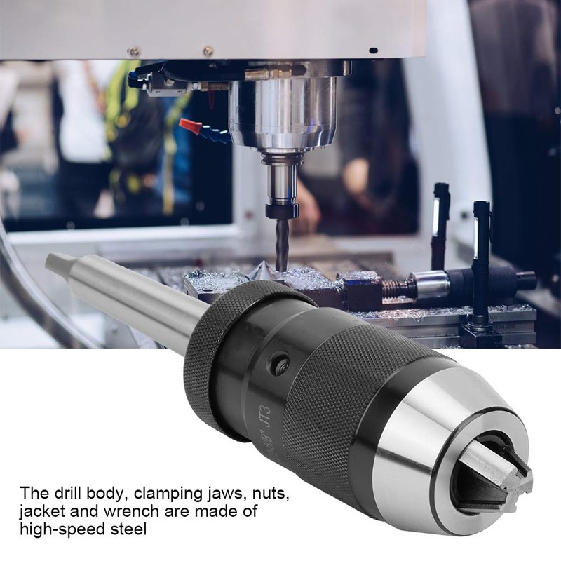 JT3 Keyless Drill Chuck, Self-Tightening, Heavy Duty, 1/32-5/8 Inch, HSS