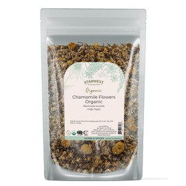 Starwest Botanicals Organic Chamomile Flowers Whole - Dried Loose Leaf Herb for Tea, Herbal Lotions, & Baking, Sourced from Egypt, Certified Kosher, Non-GMO - 4 oz Pouch