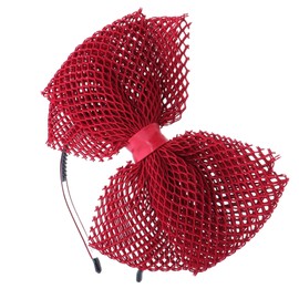 Extra Large Mesh Bow Headband for Girls-Burgundy