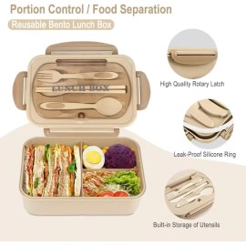 Unbranded 1200 ML Lunch Container LeakProof with Utensils BPA Free Microwave Safe Khaki