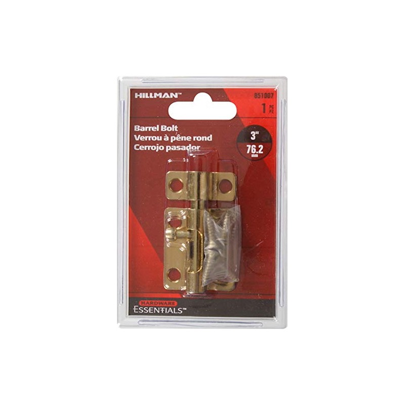 Hillman Hardware Essentials 851007 Barrel Bolt Zinc and Yellow Dichromate