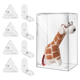 UFURMATE 8Pcs Triangle/Right Angle Bracket Corner Shelf Support with Magnets Acrylic Detachable Corner Joint Clear Display Case Accessories Dustproof Protection Display Box Replacement Parts
