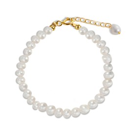 Golston Natural Freshwater Pearl Bracelet for Women, Pearl Size 6MM with 7 inch Adjustable Chain, 6, Pearl