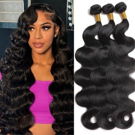 12A Human Hair Bundles 20 22 24 Inch Body Wave Bundles Human Hair 100% Unprocessed Brazilian Virgin Hair Quick Weave Extensions Natural Black