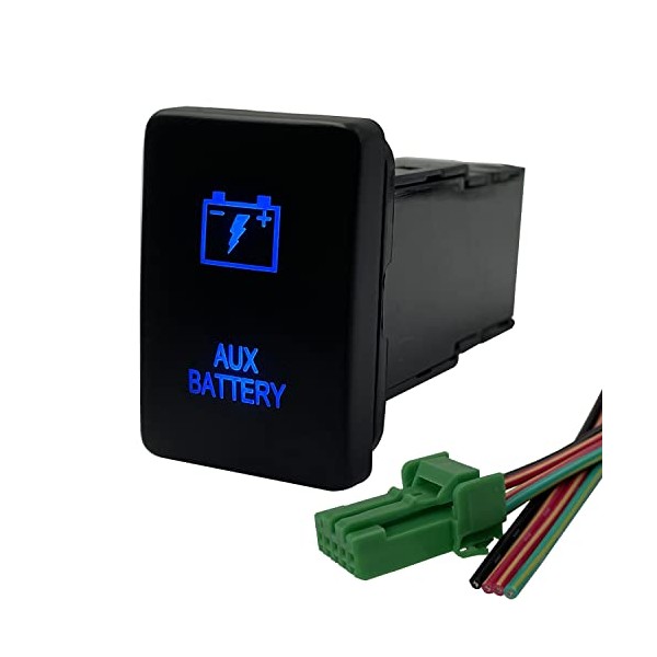 BACAUTOPARTS Blue AUX Battery Push Button Switch for Toyota Vehicle