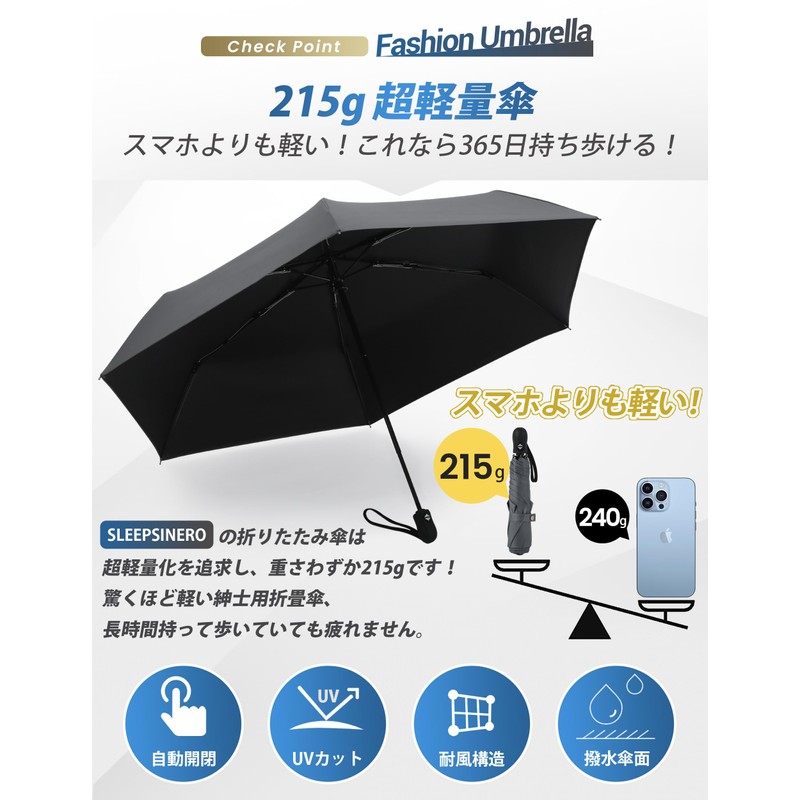 SLEEPSINERO Folding Umbrella, 2024 New, Innovative Structure for Strong Winds,