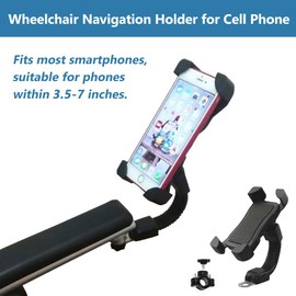 Wheelchair Navigation Holder for Cell Phone, 360°Adjustable Mobile Phone Bracket for Electric Wheelchairs Mobility Scooter Navigation, Fits for IP 13 14 15 16 Pro Max Galaxy
