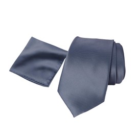 Spring Notion Men's Regular Solid Color Satin Microfiber Tie and Handkerchief Set Stormy Blue