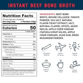 Bare Bones Keto  Paleo Friendly Caldo de hueso instantneo en polvo para bebidas - 16 unidades, 15 g, 10 g de protenas                                 