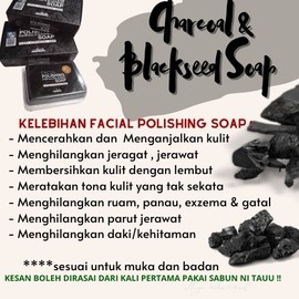 FACIAL POLISHING CHARCOAL & BLACKSEED SOAP SABUN ARANG BYDHIA PENANGGAL DAKI/