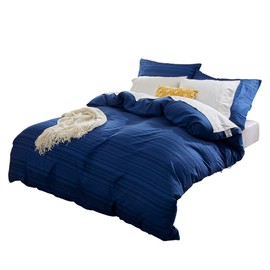 Sonive Microfibre Duvet Cover Set - 135 x 200 cm / 80 x 80 cm x 1, Royal Blue Calvin Stripes