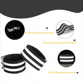 TANSAR Pack of 4 Bicycle Trouser Clips, Elastic Trouser Protection, Bicycle Reflective Band, Trouser Band with Velcro Fastening and Strong Reflective Strips for Outdoor Cycling Jogging, Black