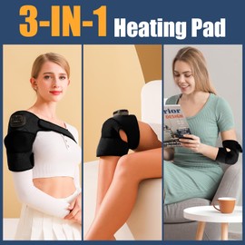 hzuisst Kniemassagegerät, 3 in 1 schnurlose beheizte Kniebandage für Schulter Ellenbogen Knie, wiederaufladbare Kniewärmer für Arthritis mit 5 Wärmestufen 3 Vibrationsmodi, Kniewärmekissen zur