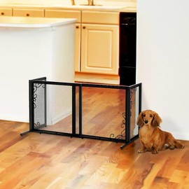 Richell USA - Freestanding Metal Mesh Pet Gate Small (94944) (Black)
