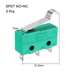 sourcing map 5Pcs KW4-3Z-3 5A/250VAC Simulated R-Lever Type Micro Switches