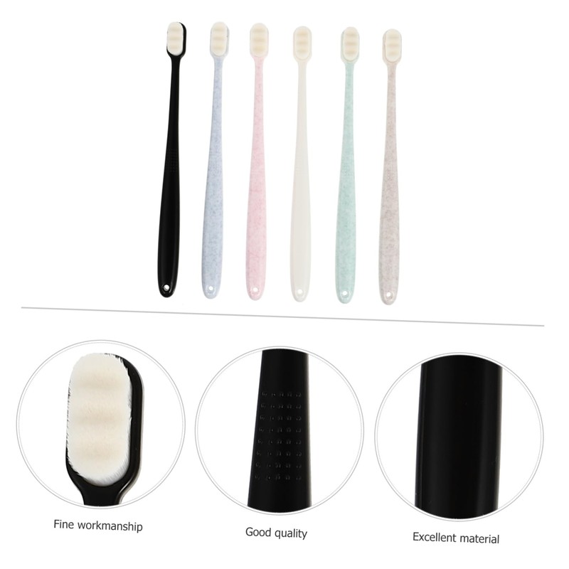 BIUDECO 6Pcs Soft Bristle Toothbrushes for Adults Dual Purpose Oral