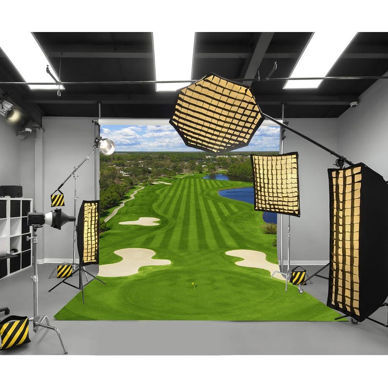 LYLYCTY 5x7ft Golf Course Backdrop Blue Sky White Clouds and
