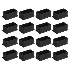 uxcell 16Pcs PVC Square Chair Leg Caps, 60mm x 30mm OD Black Furniture Feet Pads Table Foot Cover Caps Floor Protectors for Patio Table Cabinet Bed Furniture