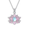 YAFEINI Lotus Necklace 925 Sterling Silver Moonstone Lotus Pendant For