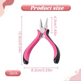 Hair Extension Pliers, Mini Pliers with 3-Hole for Hair Extensions Apply and Remove, Nano Beads Hair Extensions Tool for Nano Ring Hair Extensions and Micro - Pink