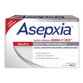 Asepxia Jabón Asepxia Hidro-Force Neutro Efecto Mate Sin Brillo 100G