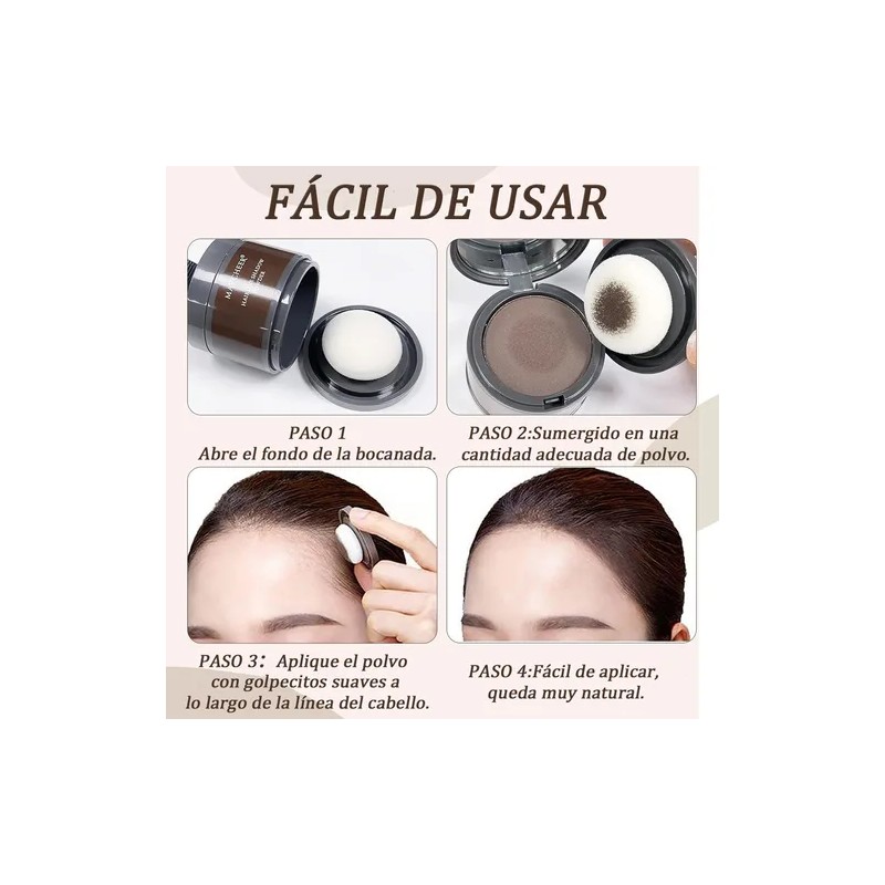 Polvo De Maquillaje De Fibra Capilar Cubre Raíz Cabello 2pzs