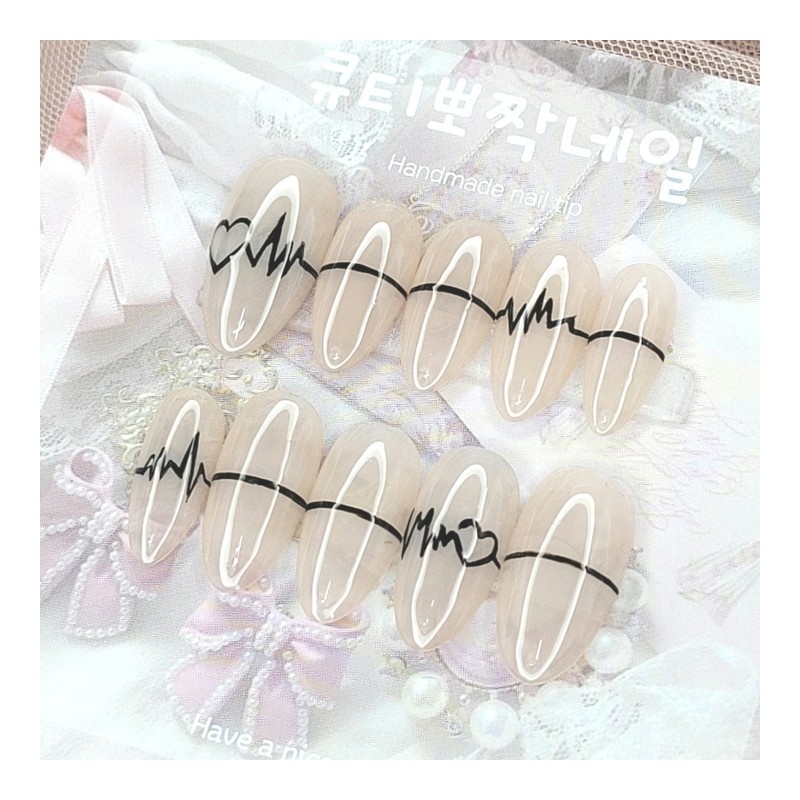 Tattoo style handmade nail tips - Square S / 타투
