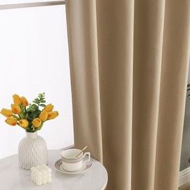 ABBRIGE Extra Long Blackout Curtains - 72 to 240 Inch Long Total Blackout Tall Curtains - 2 Story Extra Long Window Floor to High Ceiling Drapes for Living Room Bedroom(1 Panel,Beige,52"x72")