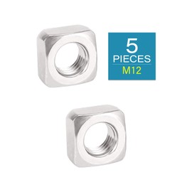 M12 Square Nuts - IMScrews 304 Stainless Steel Square Nuts - Durable Fasteners for Home Repairs and Professional Engineering Pack of 5