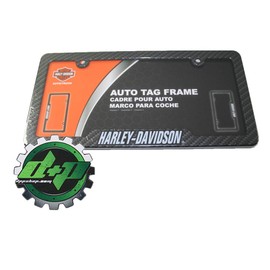 Diesel Power Plus Harley Davidson License Plate Frame Carbon Fiber Bike Chrome tag Plate Dark HD