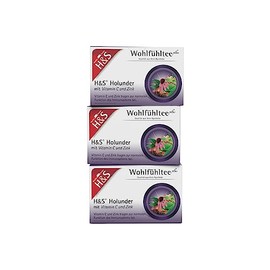 H&S Elderberry with Vitamin C and Zinc Tea, 3 x 20 Bags (2.5 g each): Sweet Natural Fruit Tea with Elderberry and Echinacea with Valuable Additives