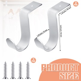 Hicarer 2 Pcs 1.38 Inch Closet Rod Brackets Heavy Duty Metal Wall Mount Rod Brackets with Screws Closet Pole Support for Living Room Bedroom Shelf Office(Silver)