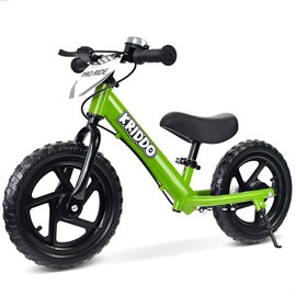 KRIDDO Pro Toddler Balance Bike 2+ Year Old with Hand Brake and Kickstand, 12 Inch Push Bicycle, Gift Bike for 2-5 Boys Girls, Green