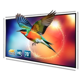 Foldable Projector Screen with Stainless Steel Telescopic Rod Combination Frame 16:9 HD 4K Anti-Crease Portable Projection Screen (70 inch)