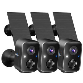 Hiseeu Security Cameras Wireless Outdoor, 3pcs Solar Powered 3K 4MP Surveillance WiFi Cameras for Home Security Outside, PIR/AI Motion Detection, Waterproof, Color Night Vision, 2-Way Audio, Black