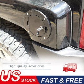 car-attention Locking Fuel Door Gas Tank Cap Cover Trim For Hummer H2 2003-09 ALUMINUM Black
