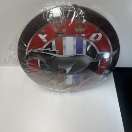 Classic Look Ford Mustang Dome Shield Metal Sign Wall Decor Red White Blue Bar