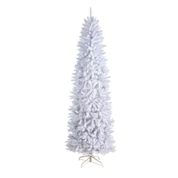 Nearly Natural 8ft. Slim White Artificial Christmas Tree with 1348