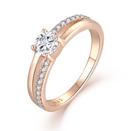 YL Women's Engagement Ring, 925 Sterling Silver Ring, Women's Cubic Zirconia Rings, Silver Rings, Wedding Rings for Women, Cubic Zirconia