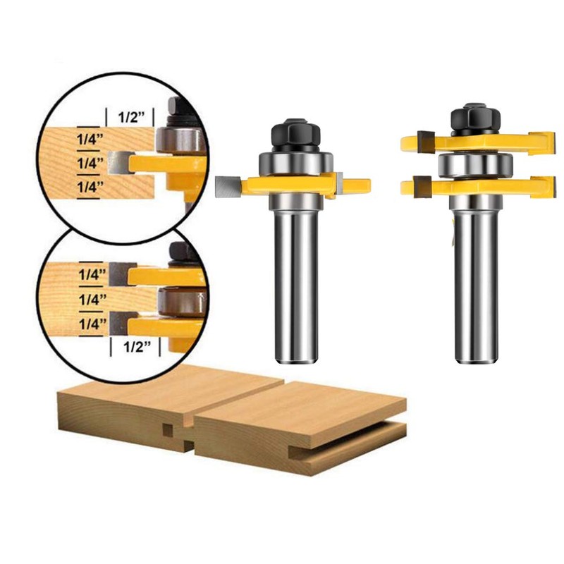3PCS 1/2 Inch Shank Router Bit Set, Reversible Finger Joint