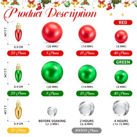 BYMORE 10000+ DIY Floating Vase Filler Kit,Christmas Vase Fillers, Including 10000PCS Water Gel Beads, 120PCS Pearls, 60PCS Bulb for Party Home Table Decors