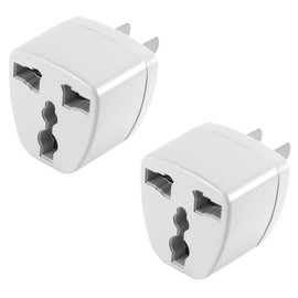 Cellet USA, Canada, Mexico, Japan Travel Plug Power Adapter Round Pin (EU/UK/Korea/China/AU) to Flat (USA) Pin, 2 Pack, White CNFPIN2