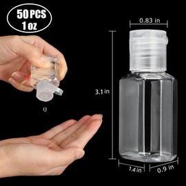 50PCS Travel Size Bottles 1oz Mini Travel Shampoo Bottles Small Plastic Empty Bottles, Refillable Cosmetic Containers with Flip Cap Clear Portable Small Bottles for Liquid, Lotions, Toner, Body Soap