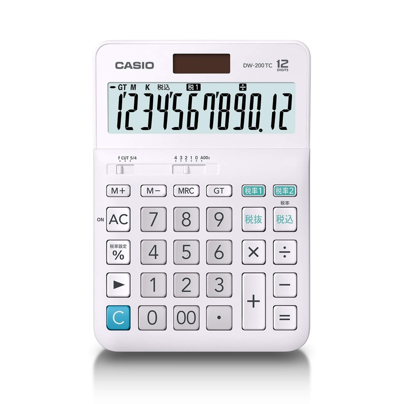 Casio W Tax Rate Calculator, 12 Digit Tax Calculator, White,