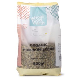 Wholefood Earth Organic Pumpkin Seeds 500g Raw | GMO Free | Vegan | High Fibre | High Protein | Certified Organic