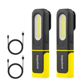 Napatyre LED Arbeitsleuchte, 800LM Werkstattlampe Akku mit Haken und Magnetfuß, 360° Drehbare Taschenlampe LED Aufladbar 3 Lichtmodi LED Inspektionsleuchte für Auto Reparatur Camping Notfall (2 Stück)