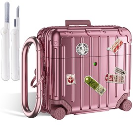 Filoto Filoto Compatible with Airpods 4 Case Cover 2024, Cute Fashion Suitcase Design for Airpods 4th Generation Case with Keychain/Cleaner Kit, Shockproof Protective Hard Case for Air pods 4 Gen(Rose Gold)